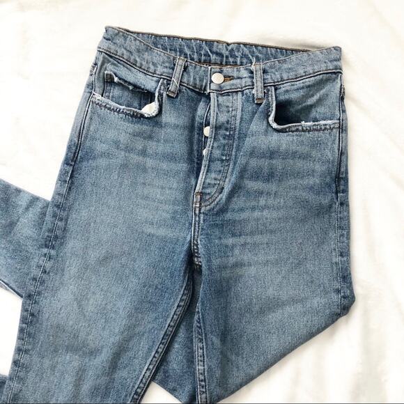 Reformation High Rise rigid skinny denim jeans 26 blue button fly - Picture 2 of 8